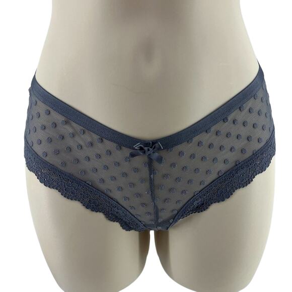 Victoria's Secret VERY SEXY Grey Polka Dot Lace Strappy Cheeky Small - Picture 1 of 6